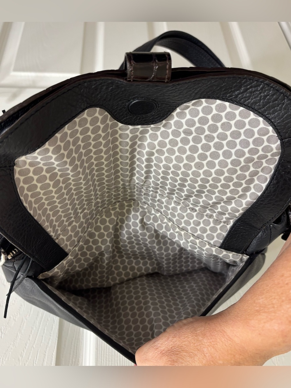 Brighton pebbled and croc embossed leather shoulder/crossbody satchel - Picture 9 of 11